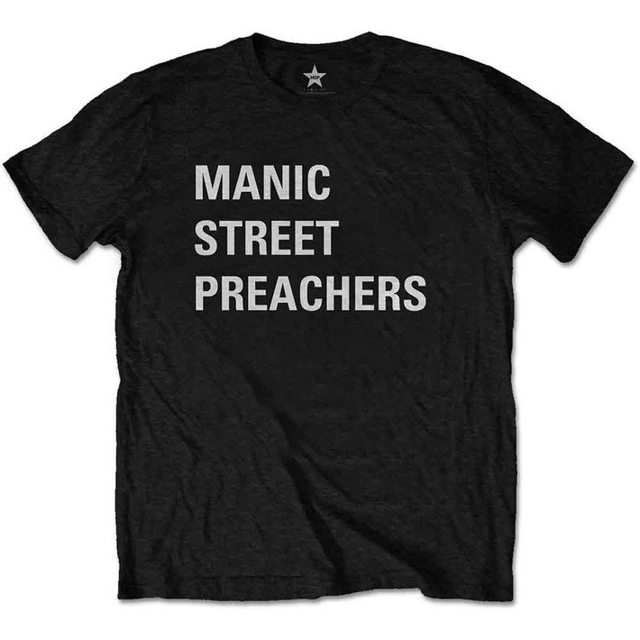 Manic Street Preachers 'Block Logo' (Black) T-Shirt Front Print