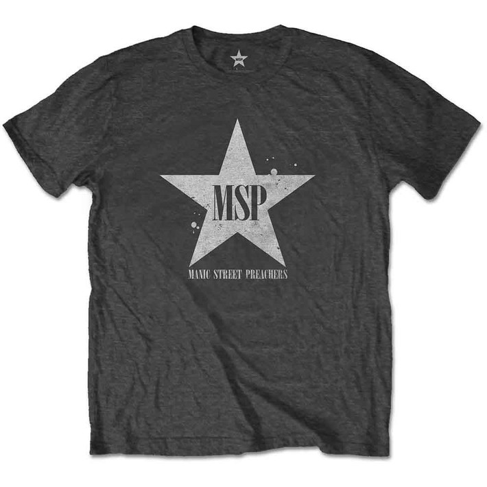 Manic Street Preachers 'Classic Distressed Star' (Charcoal) T-Shirt