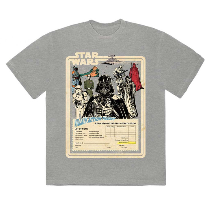 Star Wars 'Villain Action Figures' (Grey) T-Shirt