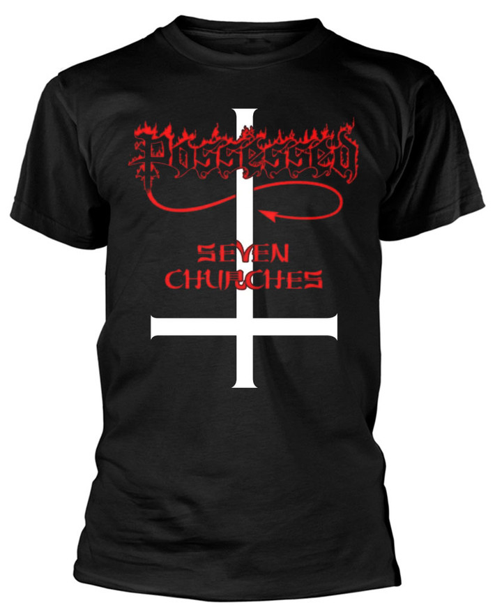 Possessed 'Seven Churches' (Black) T-Shirt Front