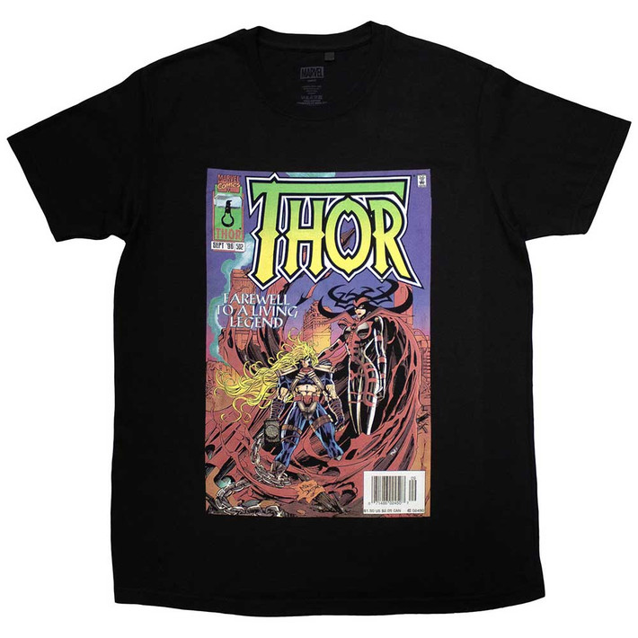 Marvel Thor 'Living Legend Comic Cover' (Black) T-Shirt