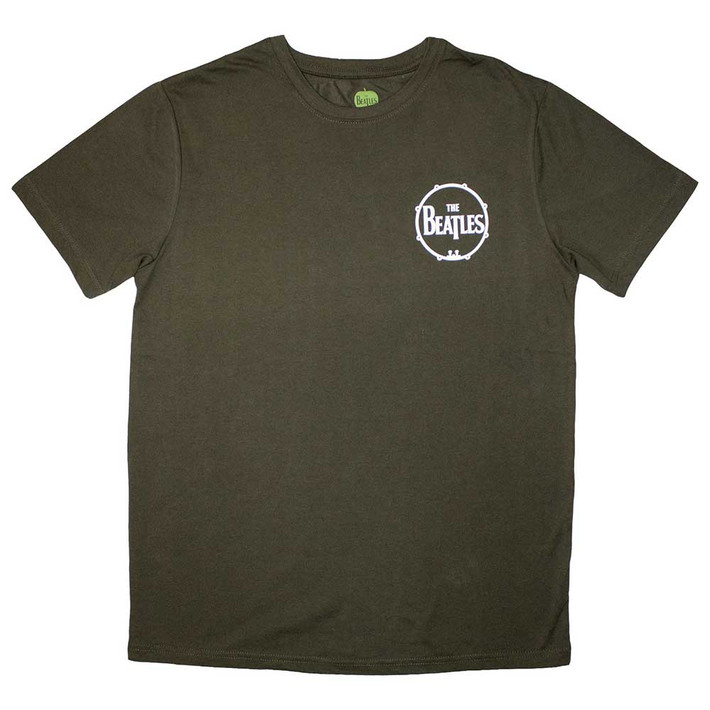 The Beatles 'Mini Drum Logo' (Green) T-Shirt