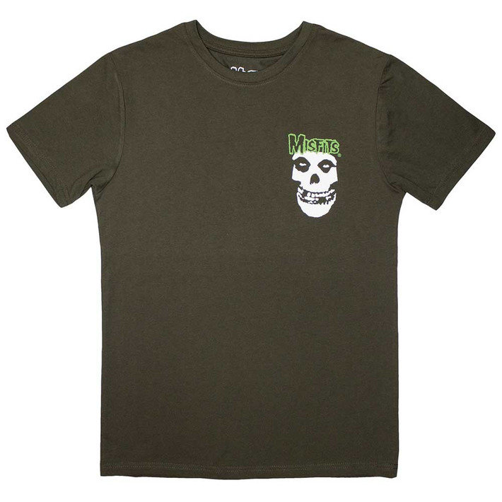 Misfits 'Mini Skull & Logo' (Green) T-Shirt
