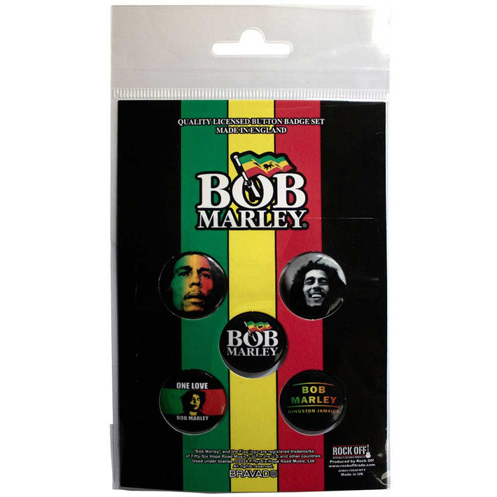 Bob Marley 'One Love' Button Badge Pack