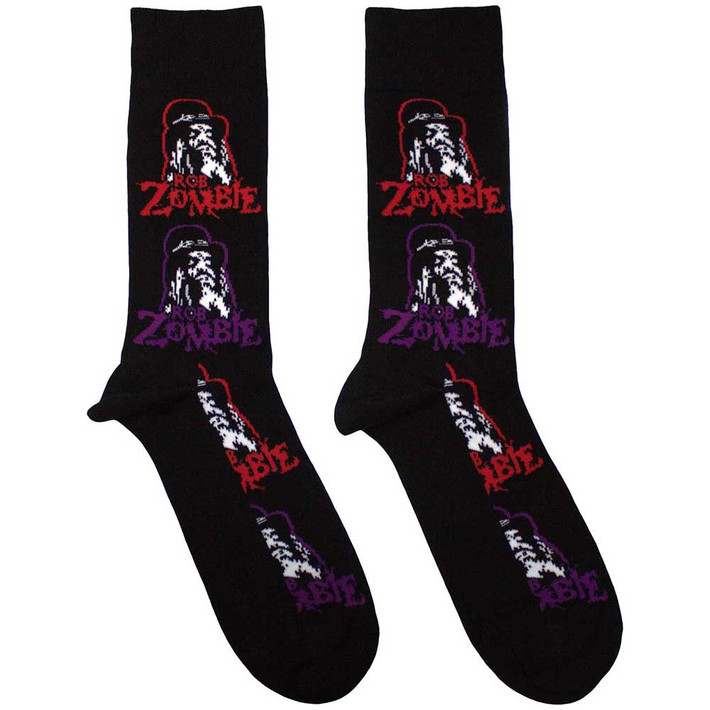 Rob Zombie 'Multicolour Repeats' (Black) Socks (One Size = UK 7-11)