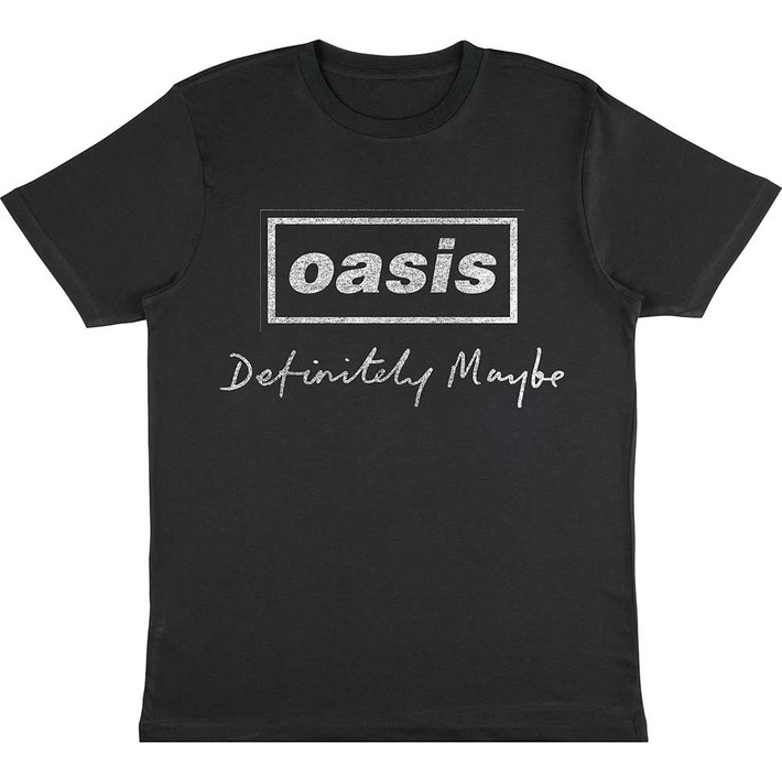 Oasis 'Definitely Maybe Distressed Text Logo' (Charcoal) T-Shirt