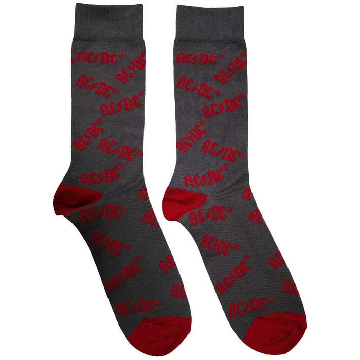 AC/DC 'Logo Pattern' (Grey) Socks (One Size = UK 7-11)