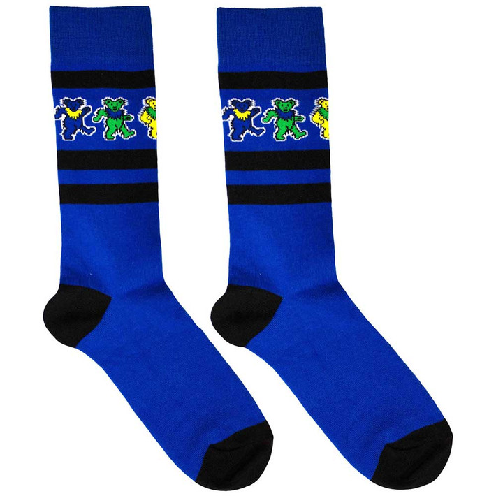 Grateful Dead 'Dancing Bears Stripe' (Blue) Socks (One Size = UK 7-11)