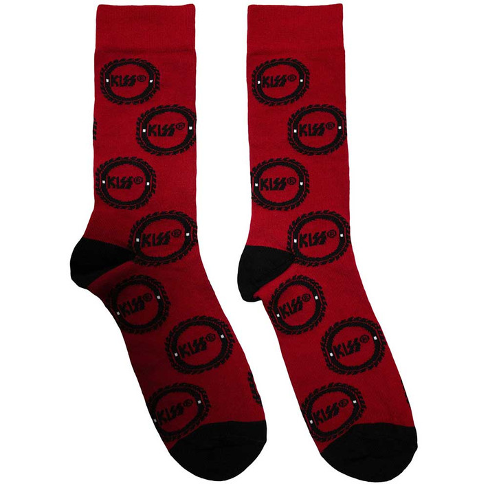 KISS 'Buzzsaw Logo Pattern' (Red) Socks (One Size = UK 7-11)