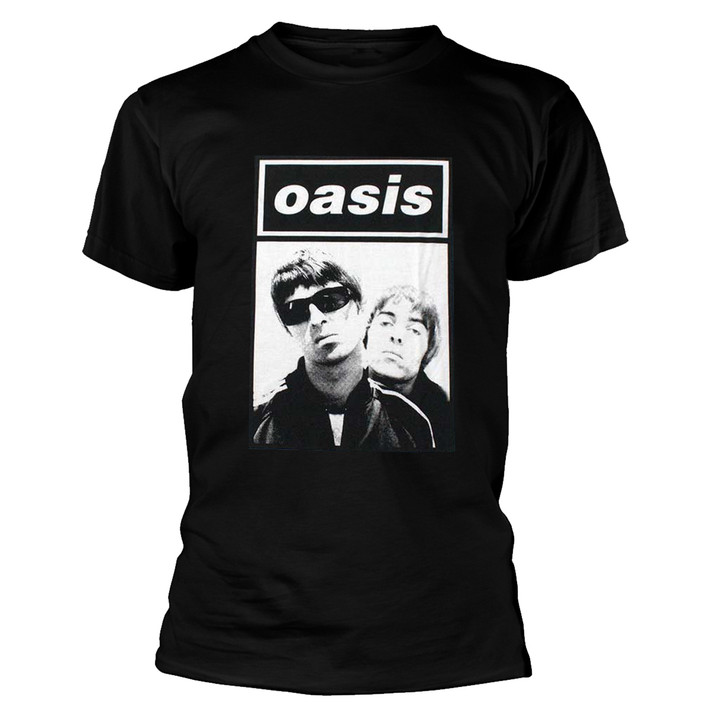Oasis 'Noel & Liam Boxed Photo' (Black) T-Shirt