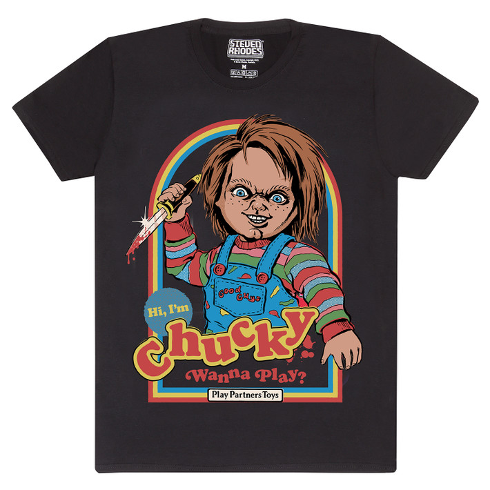 Steven Rhodes 'Chucky Wanna Play' (Black) T-Shirt