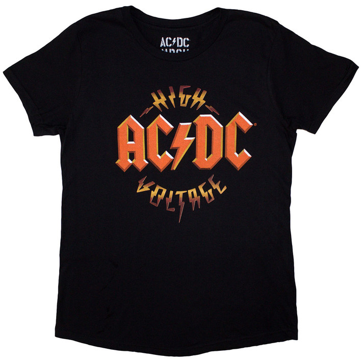 AC/DC 'High Voltage RnR' (Black) Womens Fitted T-Shirt