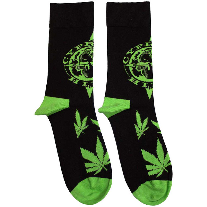 Cypress Hill 'Logo & Leaves' (Black) Socks (One Size = UK 7-11)