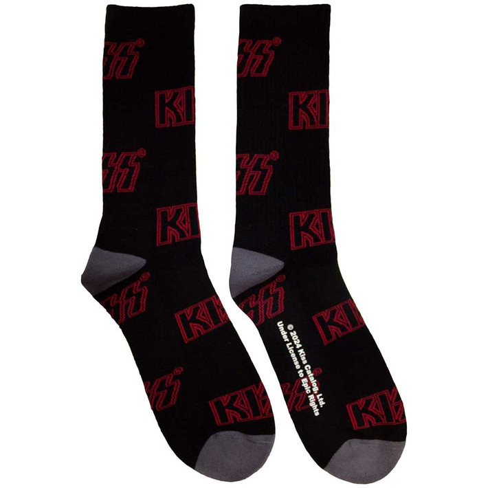 KISS 'Logo Pattern' (Black) Socks (One Size = UK 7-11)