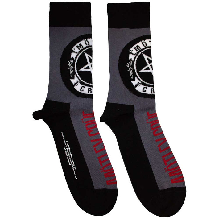 Motley Crue 'Pentagram Circle' (Grey) Socks (One Size = UK 7-11)