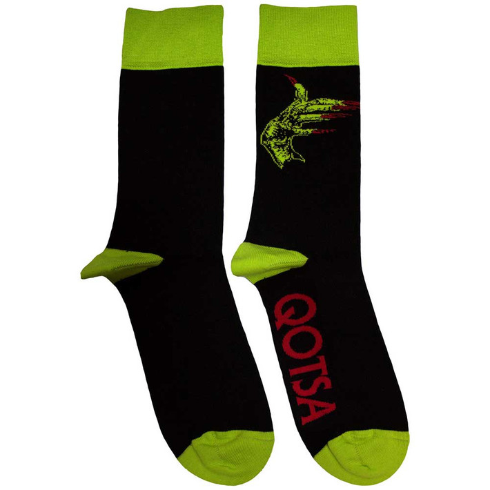 Queens Of The Stone Age 'Green Hands' (Black) Socks (One Size = UK 7-11)