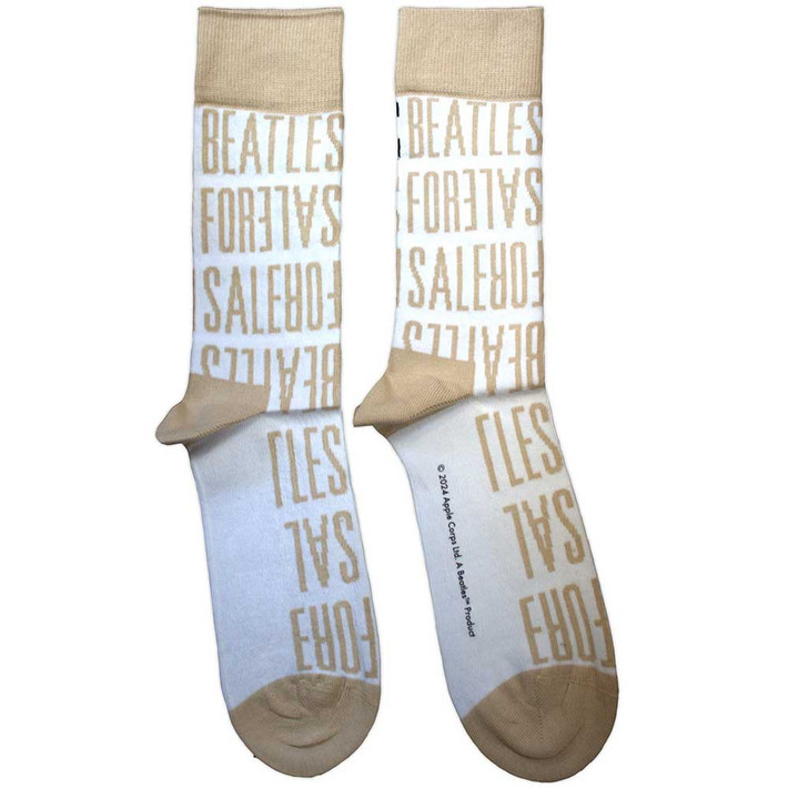 The Beatles 'For Sale Text Repeat' (White) Socks (One Size = UK 7-11)