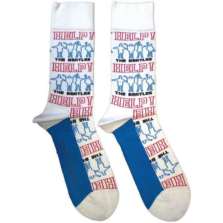 The Beatles 'Help! Outlines Repeat' (White) Socks (One Size = UK 7-11)
