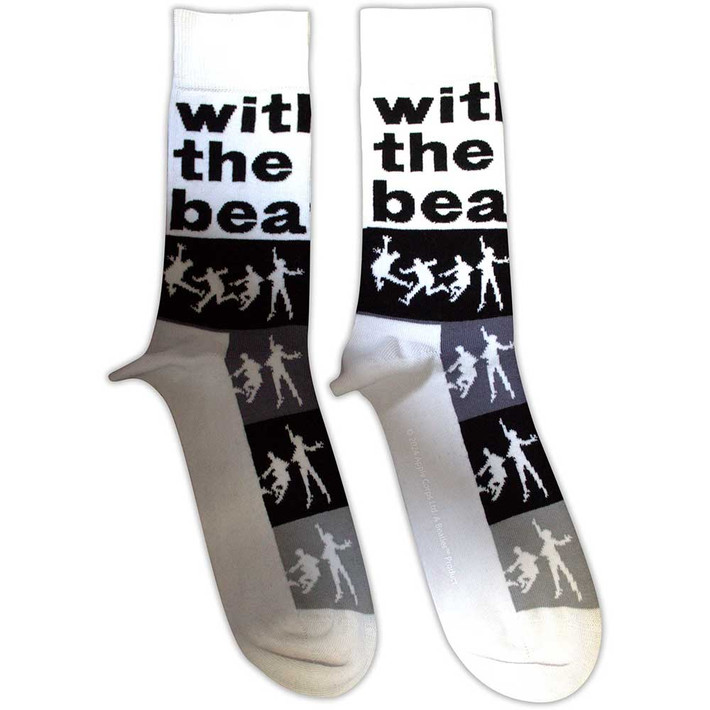 The Beatles 'With The Beatles Silhouette Stripes' (White) Socks (One Size = UK 7-11)