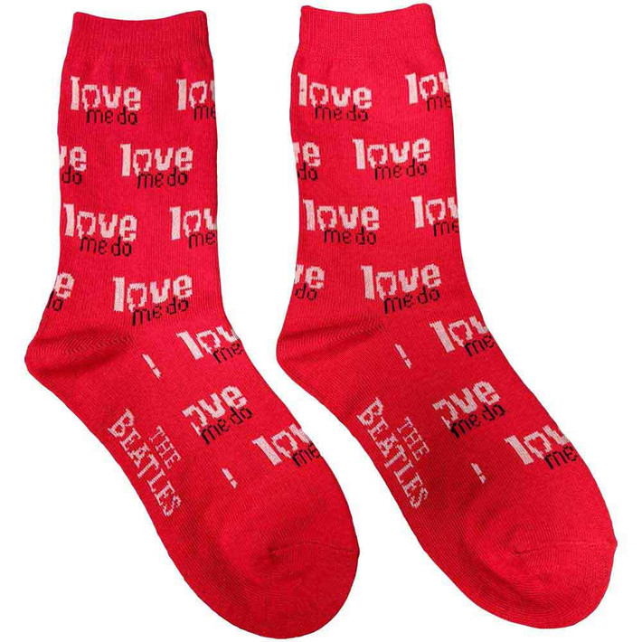 The Beatles 'Love Me Do' (Red) Socks (One Size = UK 7-11)