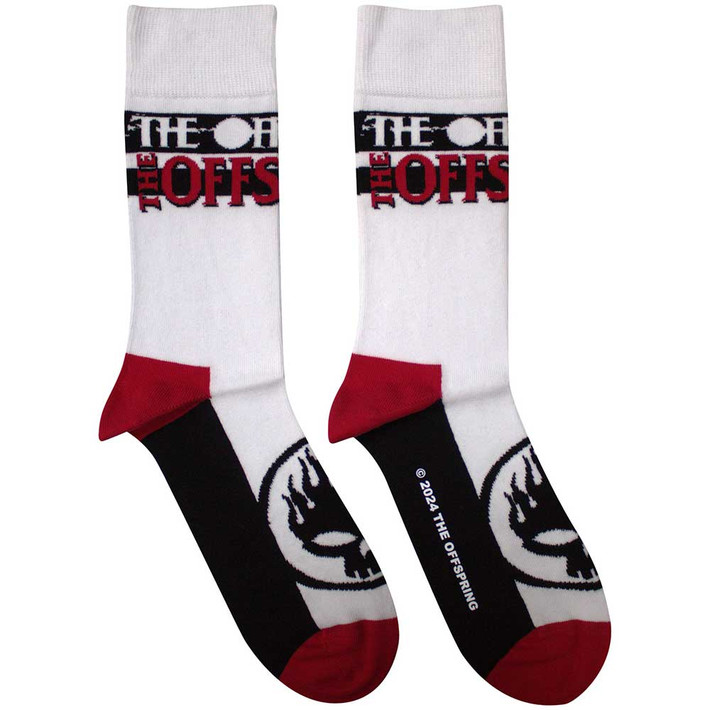 The Offspring 'Flaming Skull Logo' (White) Socks (One Size = UK 7-11)
