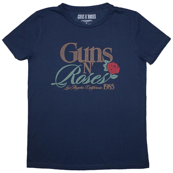 Guns N' Roses 'California 1985' (Blue) Womens Fitted T-Shirt