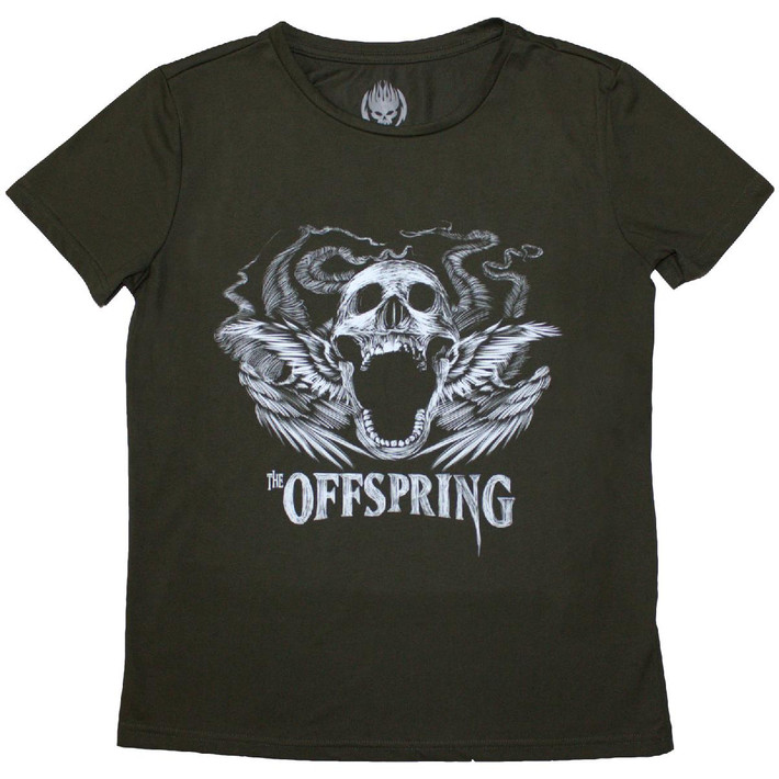 The Offspring 'Feathered Winged Skull' (Green) Womens Fitted T-Shirt
