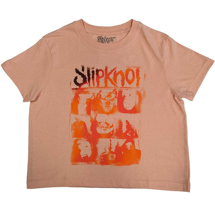Slipknot 'The End So Far Faces Grid' (Pink) Womens Crop Top