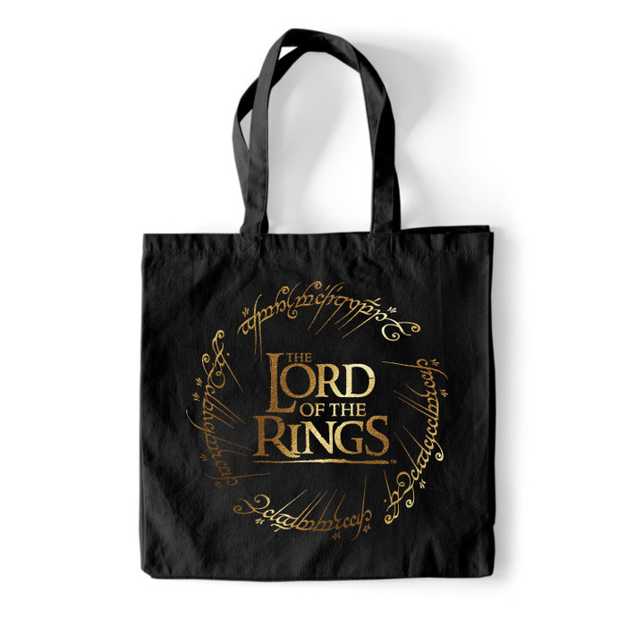 Lord Of The Rings 'Gold Foil' (Black) Tote Bag
