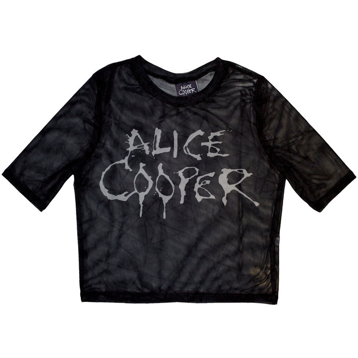 Alice Cooper 'Dripping Logo' (Black) Womens Mesh Crop Top