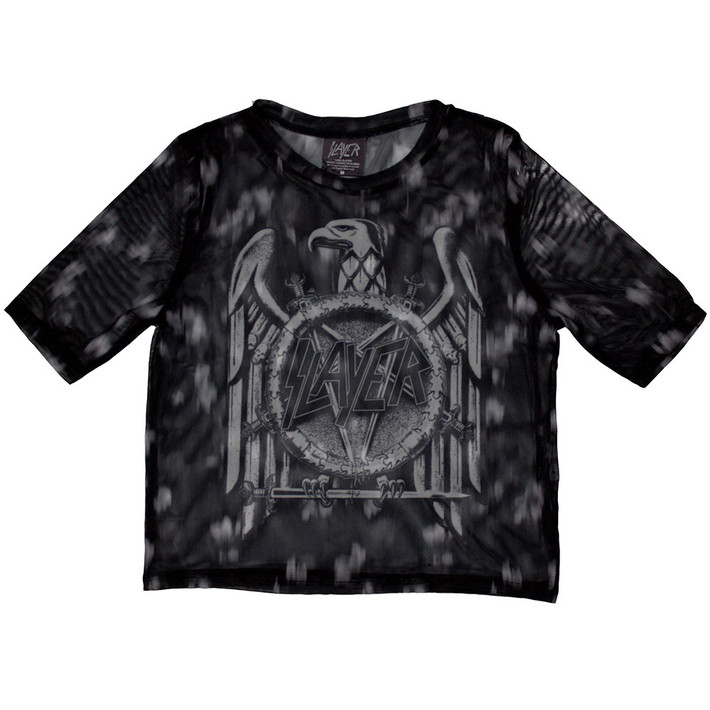 Slayer 'Mono Eagle' (Black) Womens Mesh Crop Top