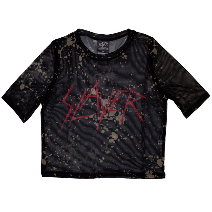 Slayer 'Scratchy Logo' (Black) Womens Mesh Crop Top