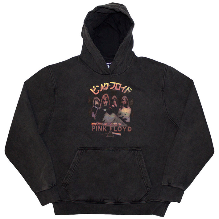 Pink Floyd 'Japan Poster' (Grey Wash) Pull Over Hoodie