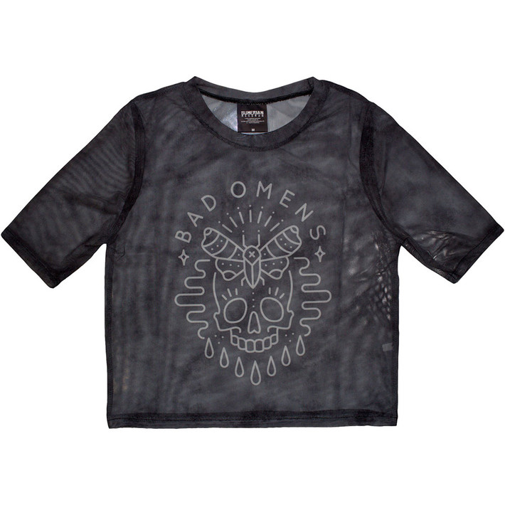 Bad Omens 'Moth Skull' (Grey) Womens Crop Top