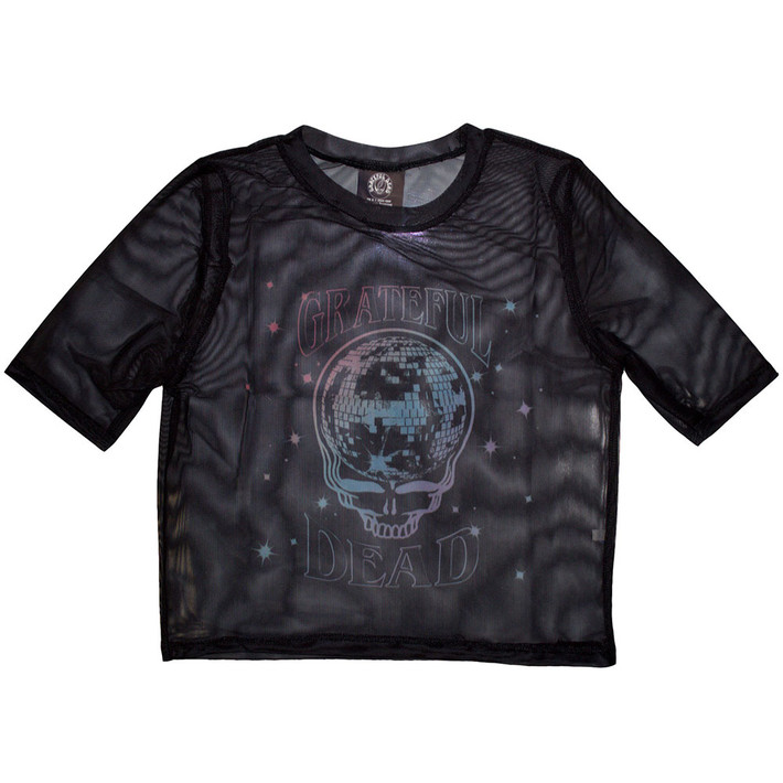 Grateful Dead 'Stealy Glitter Ball' (Black) Womens Crop Top