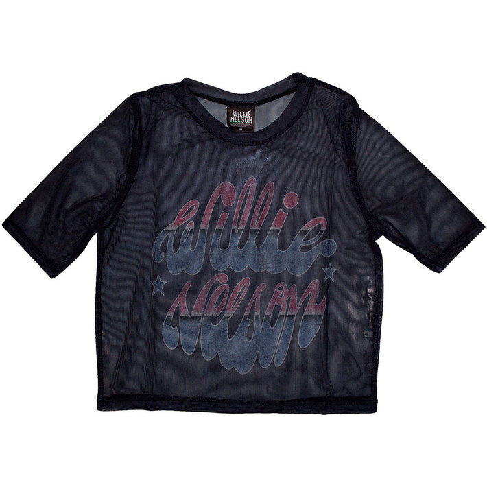 Willie Nelson 'Americana' (Black) Womens Crop Top
