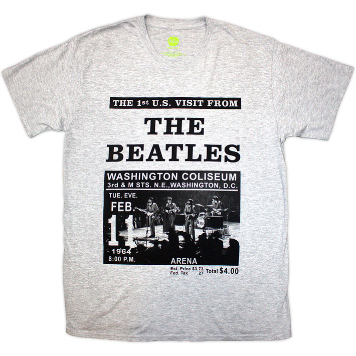 The Beatles 'Washington '64 Promo' (Grey) T-Shirt