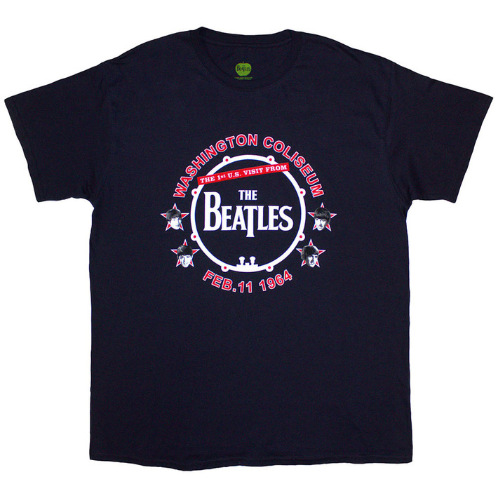 The Beatles 'Washington '64 Drum' (Blue) T-Shirt
