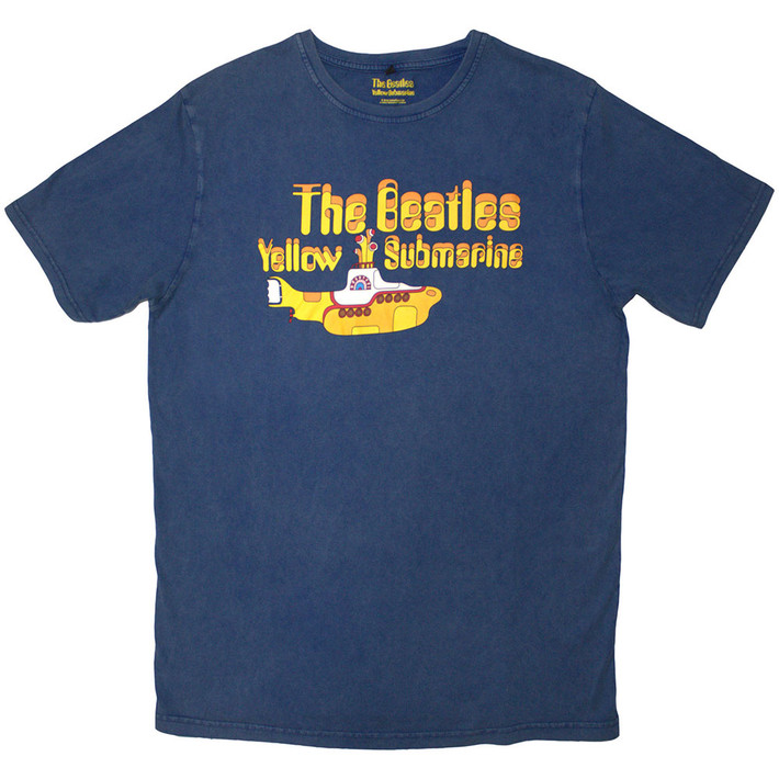 The Beatles 'Logo & Sub' (Stone Wash) Limited Edition T-Shirt