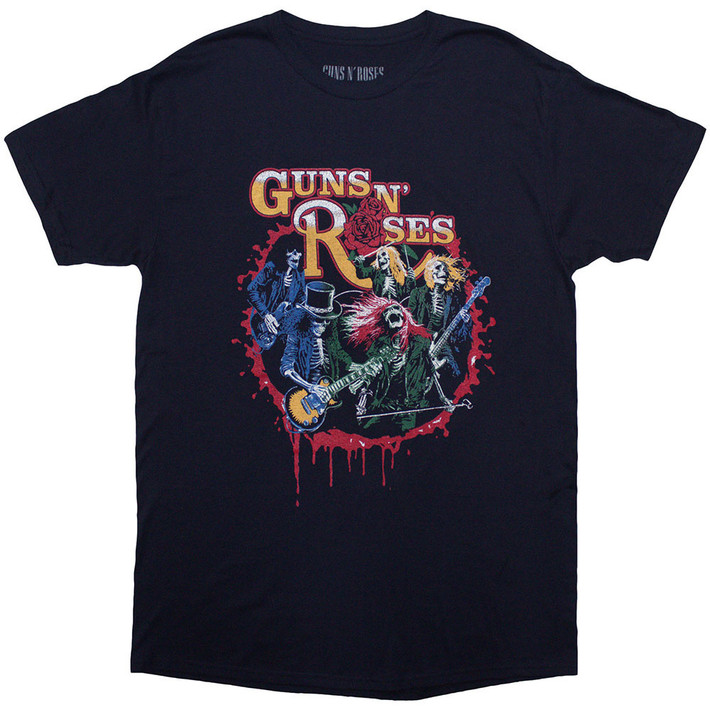 Guns N' Roses 'Was Here' (Navy) T-Shirt Front