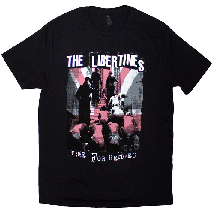 The Libertines 'Time For Heroes Flag' (Black) T-Shirt