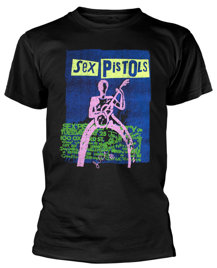 Sex Pistols 'Guitar Cartoon' (Black) T-Shirt