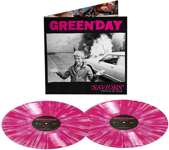 Green Day 'Saviors' (edition de luxe) 2LP Pink & White Vinyl