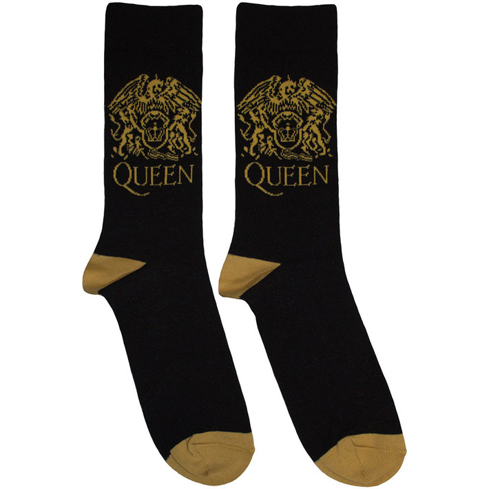 Queen 'Gold Crest' (Black) Socks (One Size = UK 7-11)