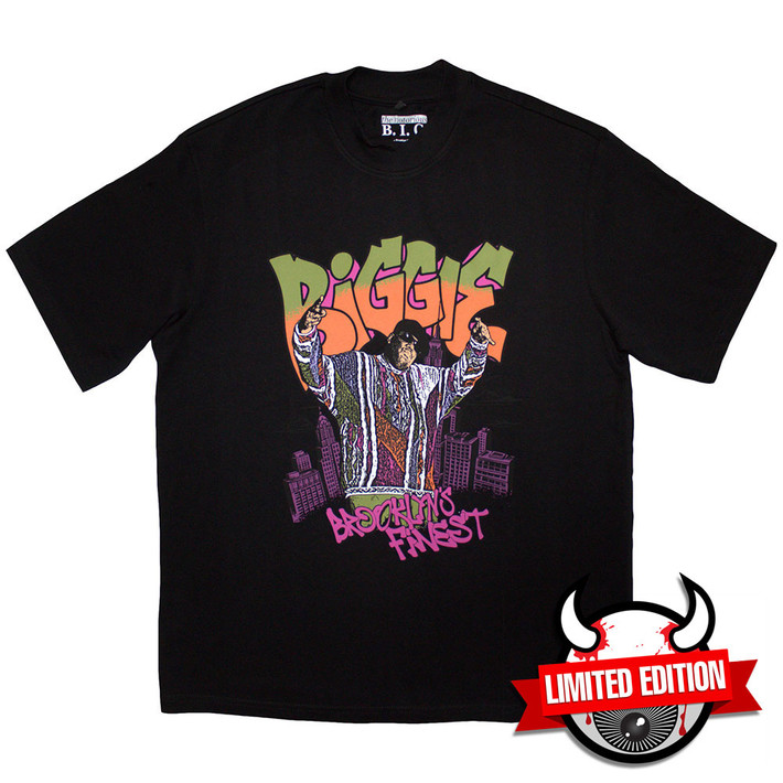 Notorious B.I.G. 'Cartoon Graffiti' (Black) Oversized Boxy T-Shirt - Limited edition