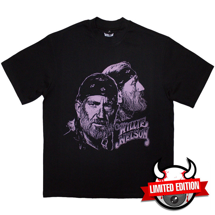 Willie Nelson 'Purple Graphic' (Black) Oversized Boxy T-Shirt - Limited Edition