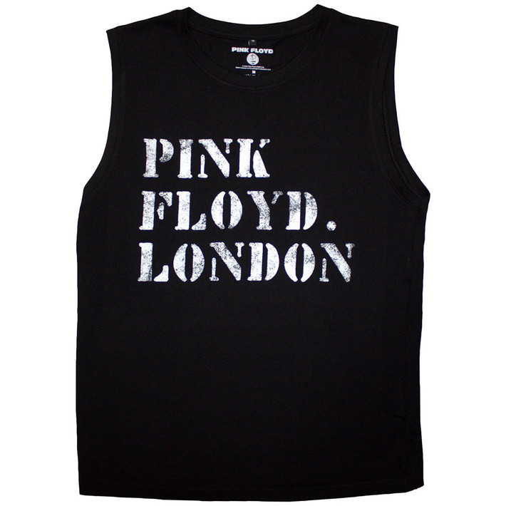 Pink Floyd 'Stencil Logo' (Black) Tank Vest