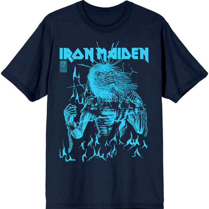 Iron Maiden '50 Life After Death Flames Blue' (Navy) T-Shirt