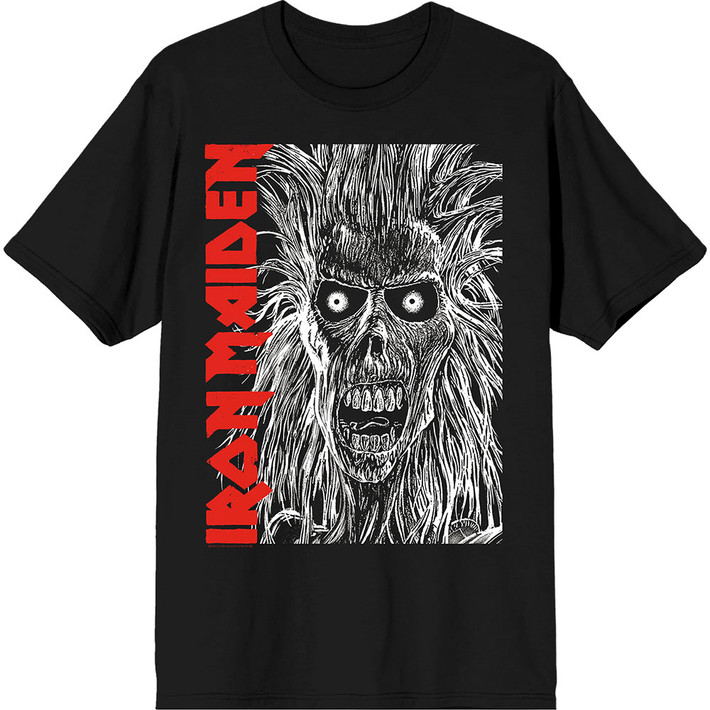 Iron Maiden 'Eponymous Face Red Logo' (Black) T-Shirt