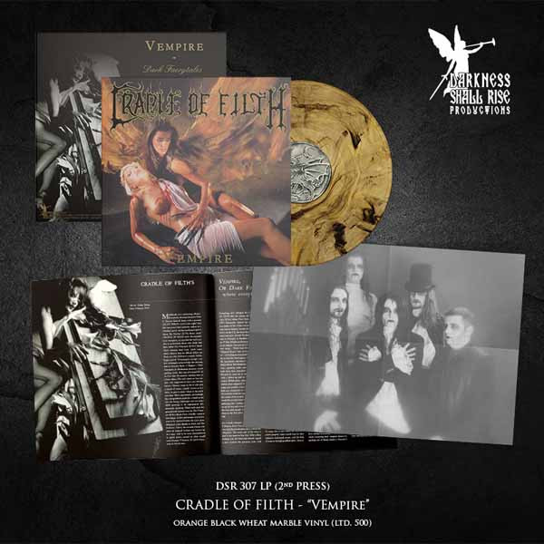 Cradle of Filth 'V Empire, Or Dark Faerytales in Phallustein' LP Orange Black Wheat Marbled Vinyl